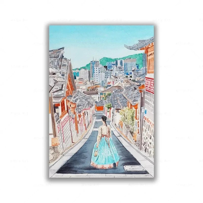 Tableau Sur Toile Tulup 100x50cm – Paysage Imprimé De Corée Du Sud, Déco Moderne Verte
