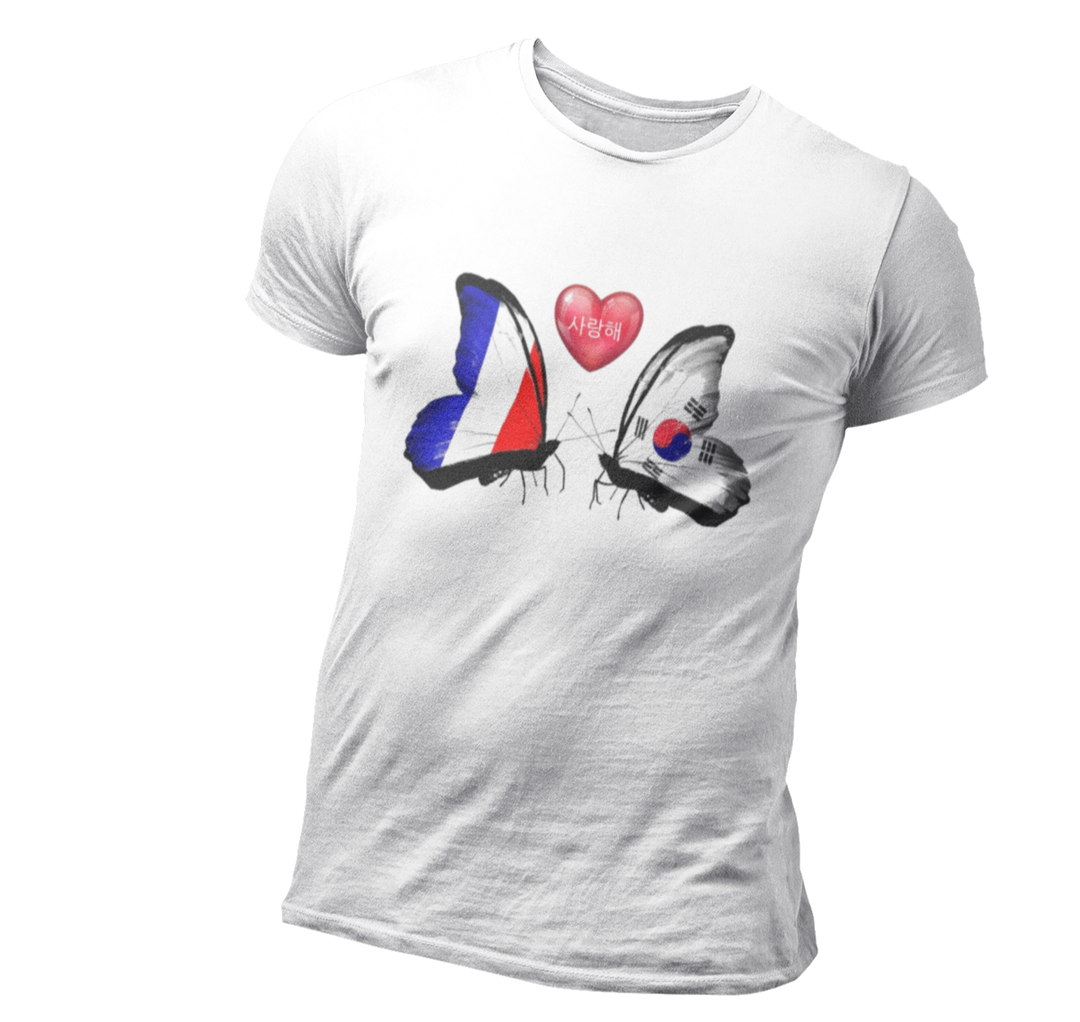 T Shirt Blanc Coréen Papillon