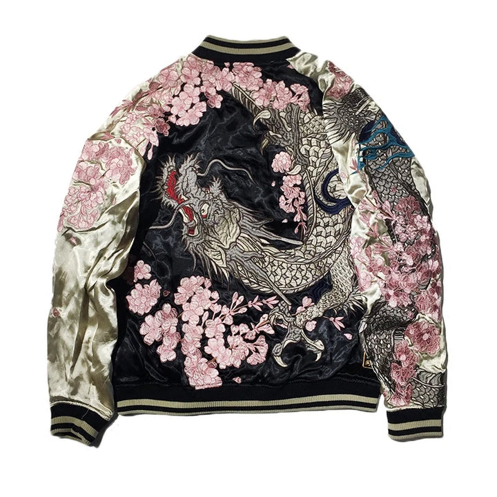 Veste Rose Réversible Dragon Sakura Brodé