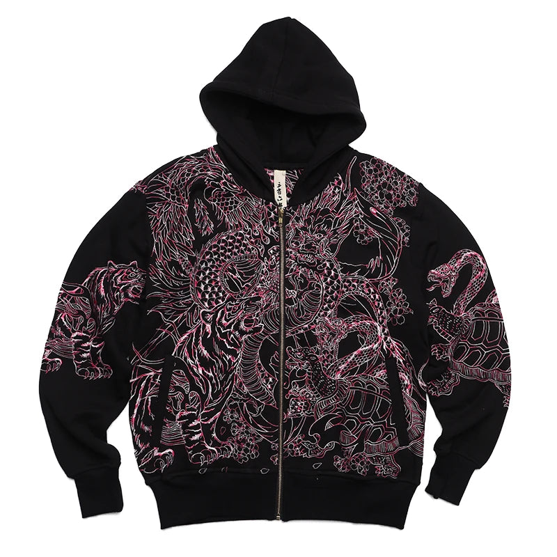 Sweat Noir Dragon Brodé