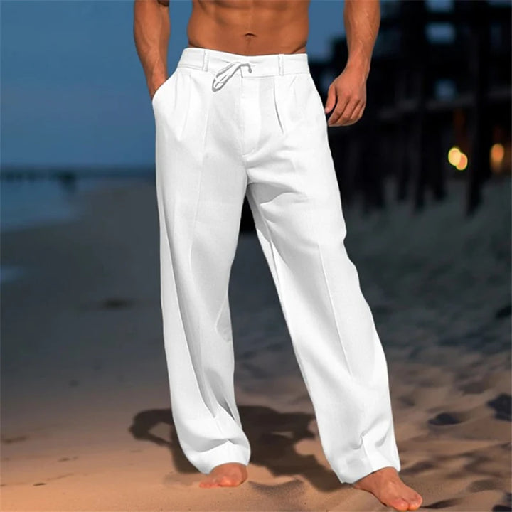 Pantalon Lin Casual Homme Blanc