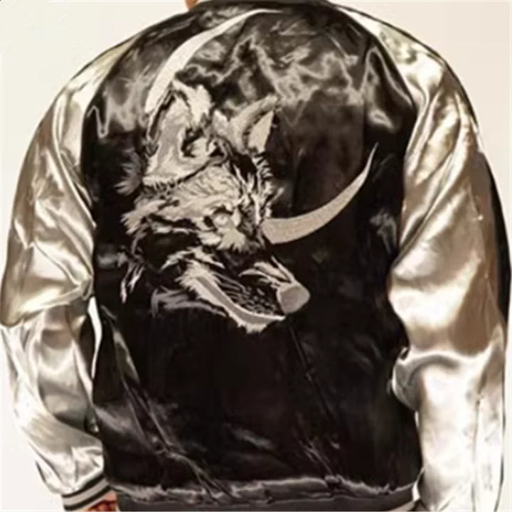 Veste Réversible Loup Brodé