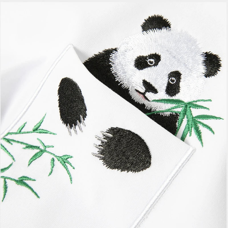 T Shirt Blanc Panda Brodé