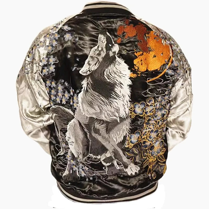 Veste Réversible Loup Brodé