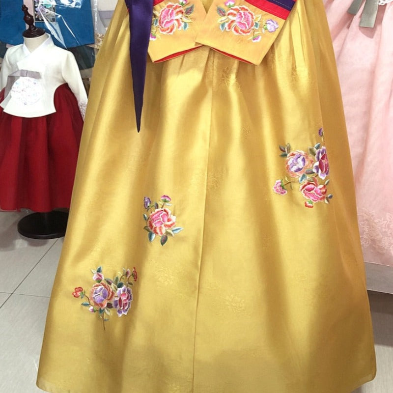 Hanbok Doré et Rouge