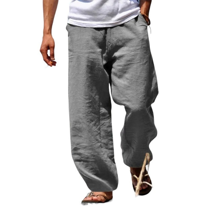 Pantalon Lin Large Pour Homme Gris