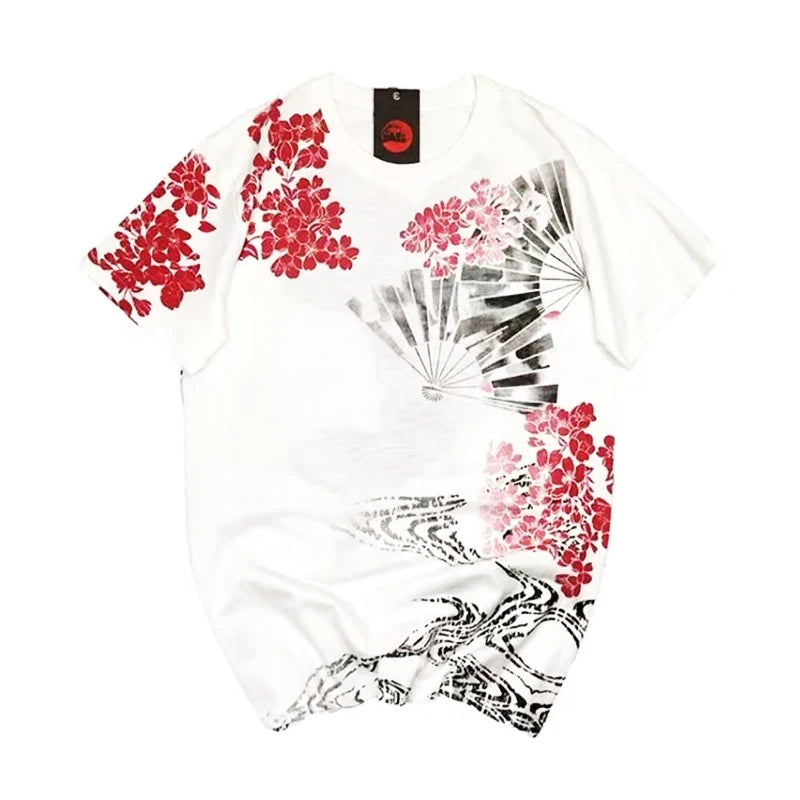 T Shirt Blanc  Poisson Fleurs Brodés