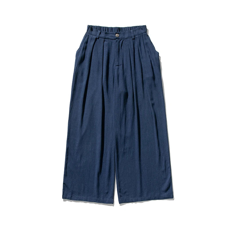 Pantalon Lin Large et Souple Homme bleu