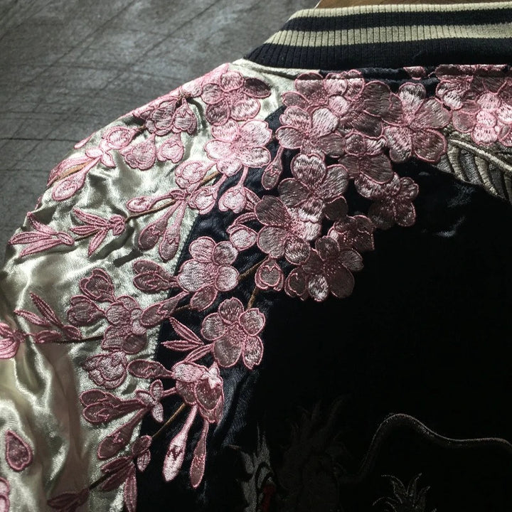 Veste Réversible Dragon Sakura Brodé