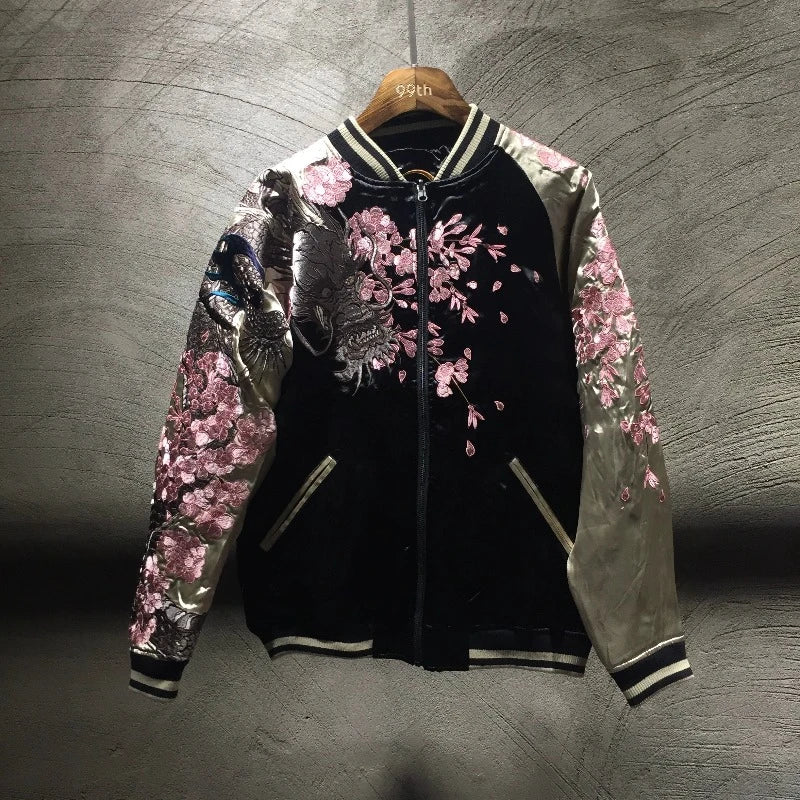 Veste Rose  Réversible Dragon Sakura Brodé