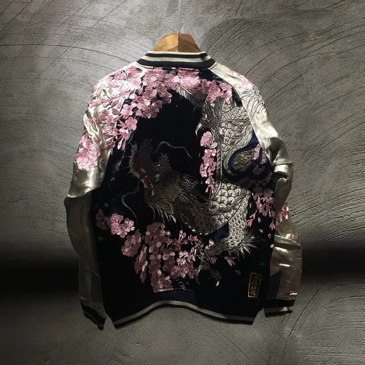 Veste Rose Réversible Dragon Sakura Brodé