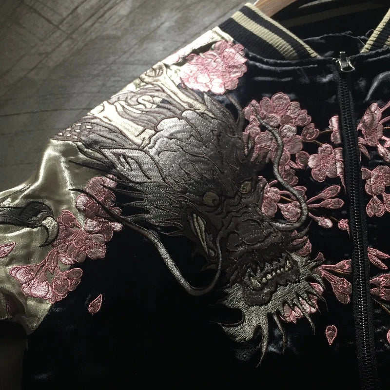 Veste Réversible Dragon Sakura Brodé