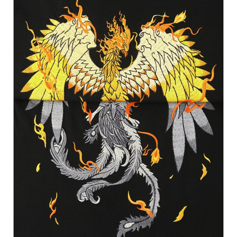 T Shirt Brodé Phoenix Flamme