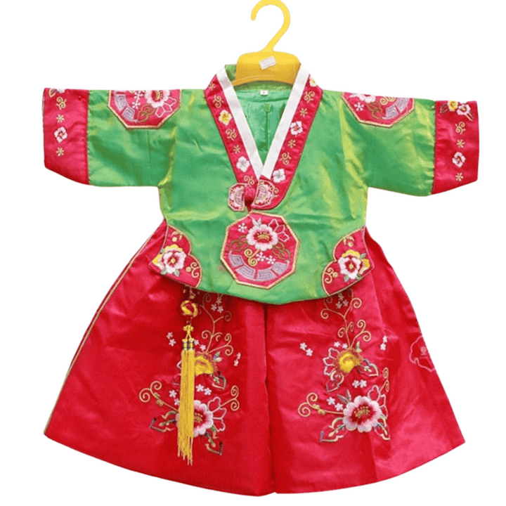 Hanbok Vert Foncé Fille