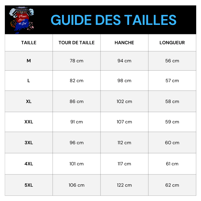 Tableau Tailles Short Fleurs Brodées Homme