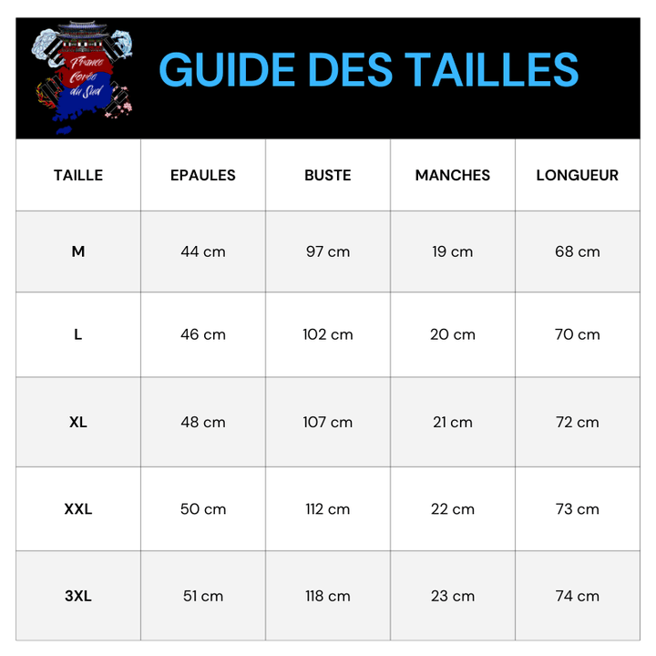 Tableau Tailles T Shirt Panda Brodé