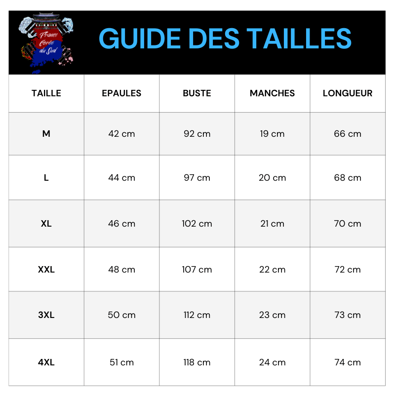 Tableau Tailles T Shirt Fleurs Brodés Pour Homme