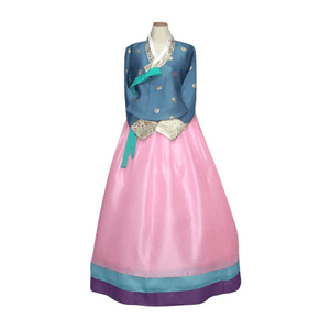 Hanbok Rose Bleu Femme