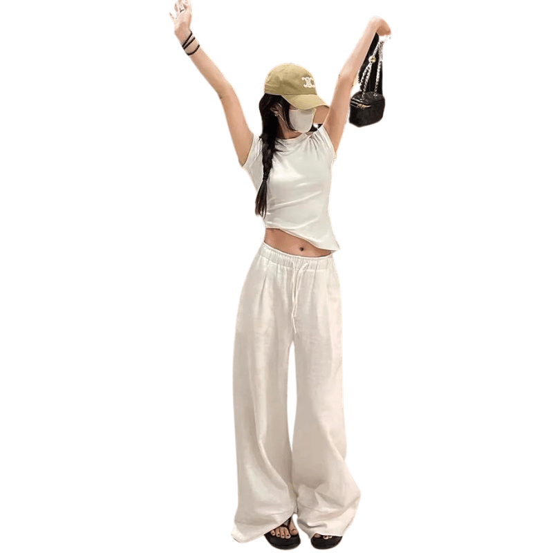 Pantalon Lin Blanc Large Femme