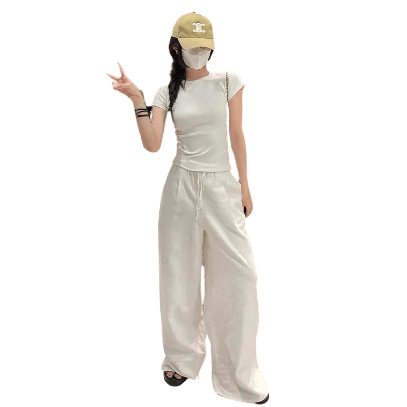 Pantalon Lin Blanc Large Femme