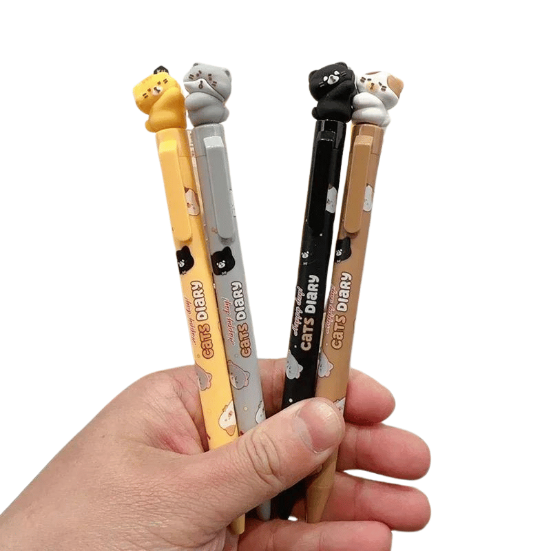 Stylos gel à encre noire Kawaii Cat
