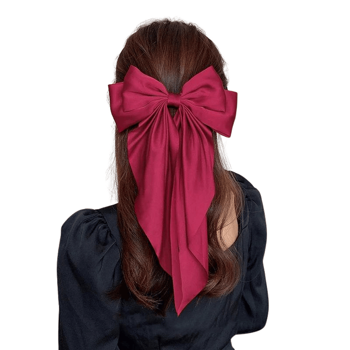 Pince Cheveux Nœud en Satin Rouge 