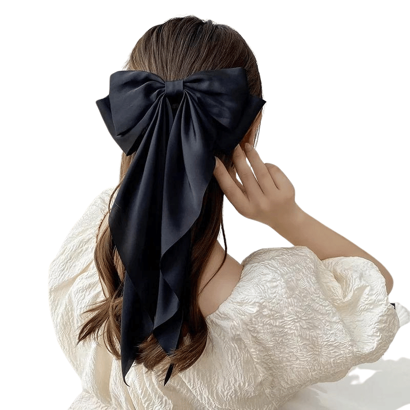 Pince Cheveux Nœud en Satin Noir 