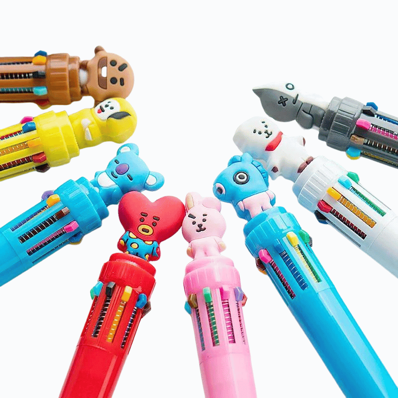 8Pcs Bt21 Stylos 10 Couleurs