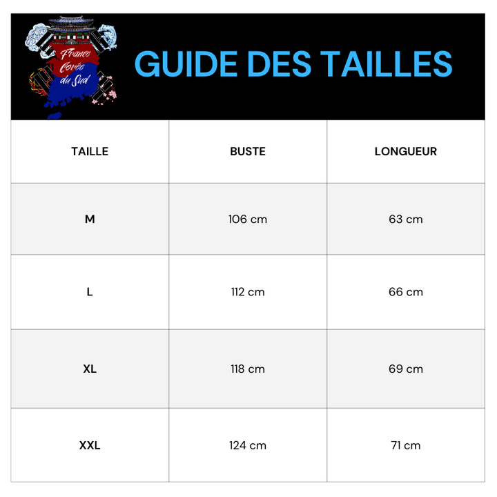 Tableau Tailles Veste Réversible Loup Brodé