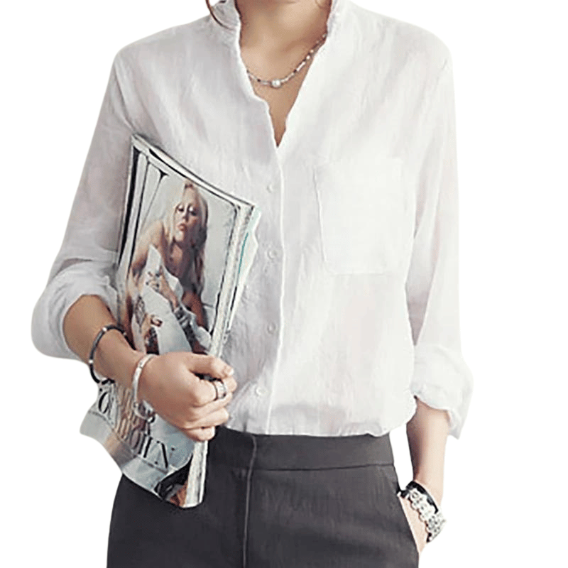 Chemise Lin Femme Blanc 