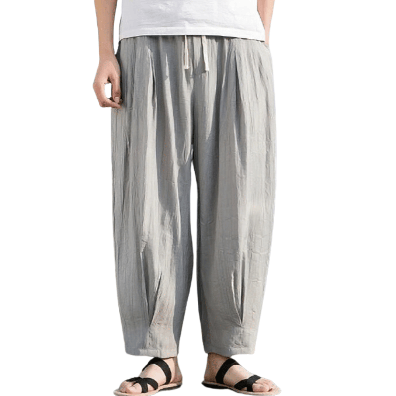 Pantalon Gris Large Soie Homme