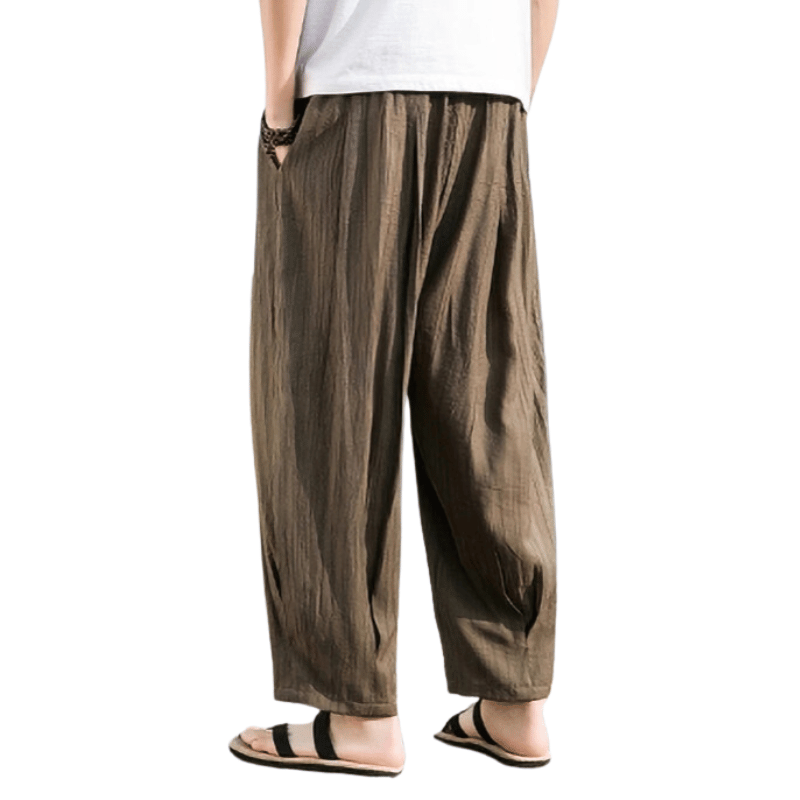 Pantalon Kaki Large Soie Homme