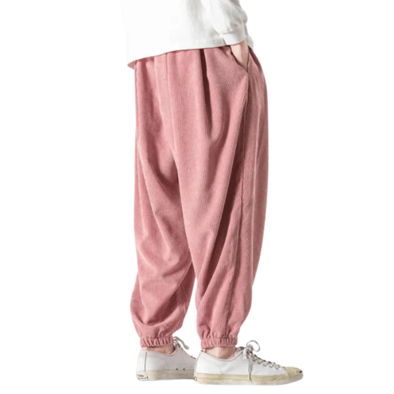 Pantalon Rose Velours Homme Décontracté