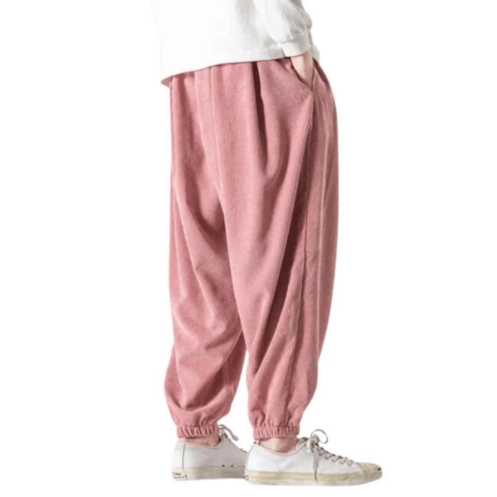 Pantalon Rose Velours Homme Décontracté