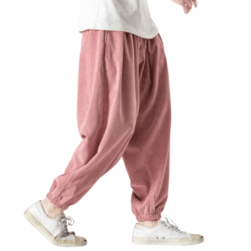 Pantalon Rose Velours Homme Décontracté