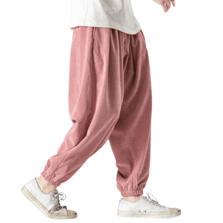 Pantalon Rose Velours Homme Décontracté