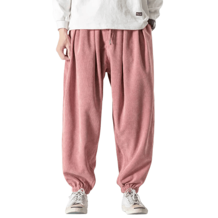 Pantalon Rose Velours Homme Décontracté