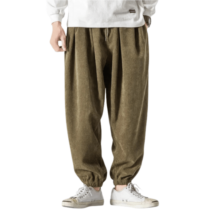 Pantalon Vert Velours Homme Décontracté