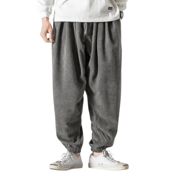 Pantalon Gris Velours Homme Décontracté