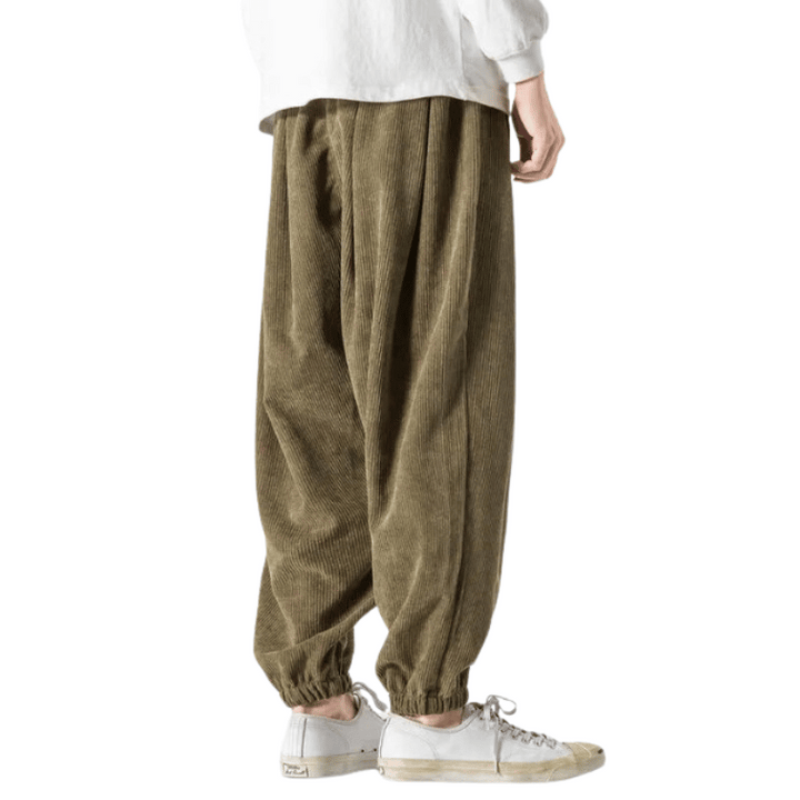 Pantalon Vert Velours Homme Décontracté