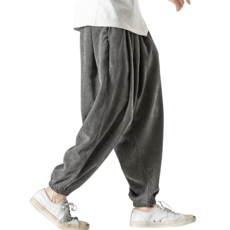 Pantalon Gris Velours Homme Décontracté