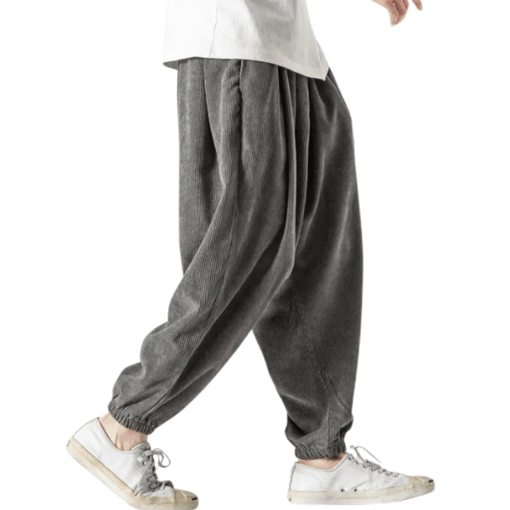 Pantalon Gris Velours Homme Décontracté