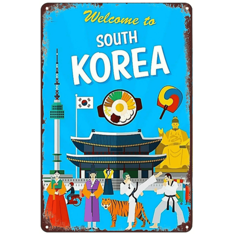 Plaque Métal Welcome Korea