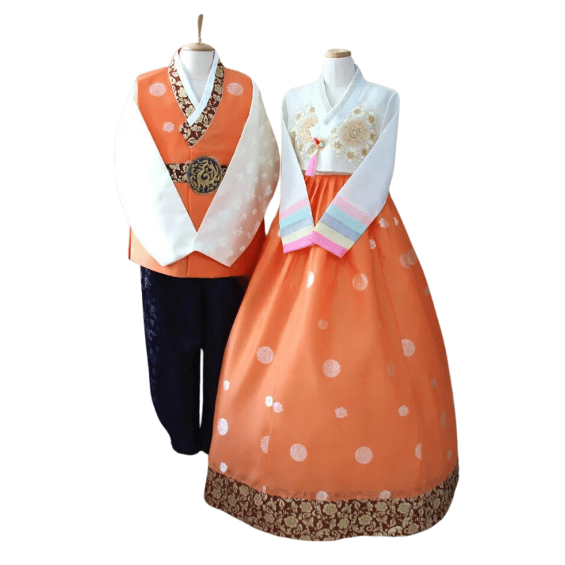 Hanbok Orange Couple