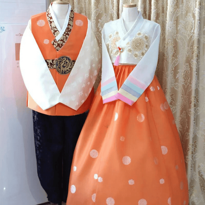 Hanbok Orange Couple