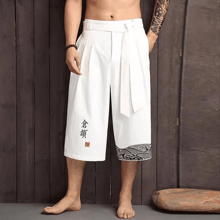 Pantacourt Kimono Japonais Blanc 