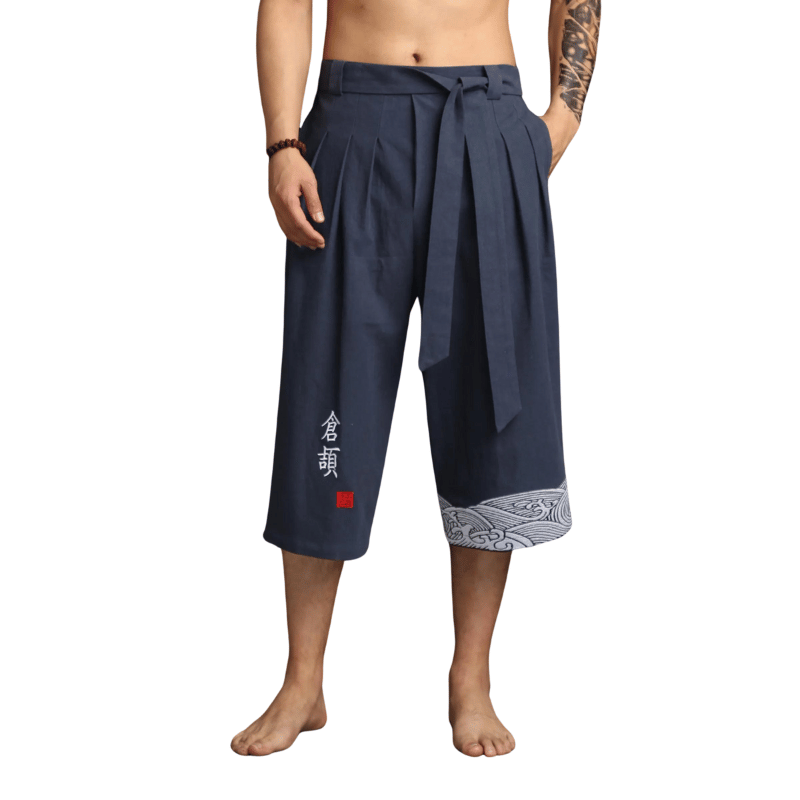 Pantacourt Kimono Japonais Marine