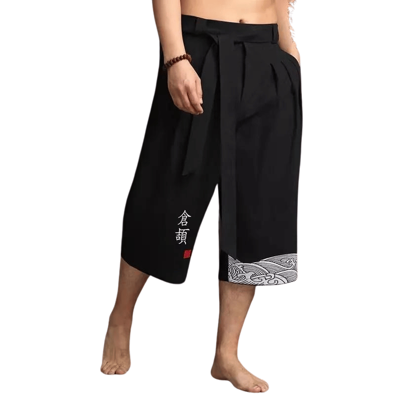 Pantacourt Kimono Japonais Noir