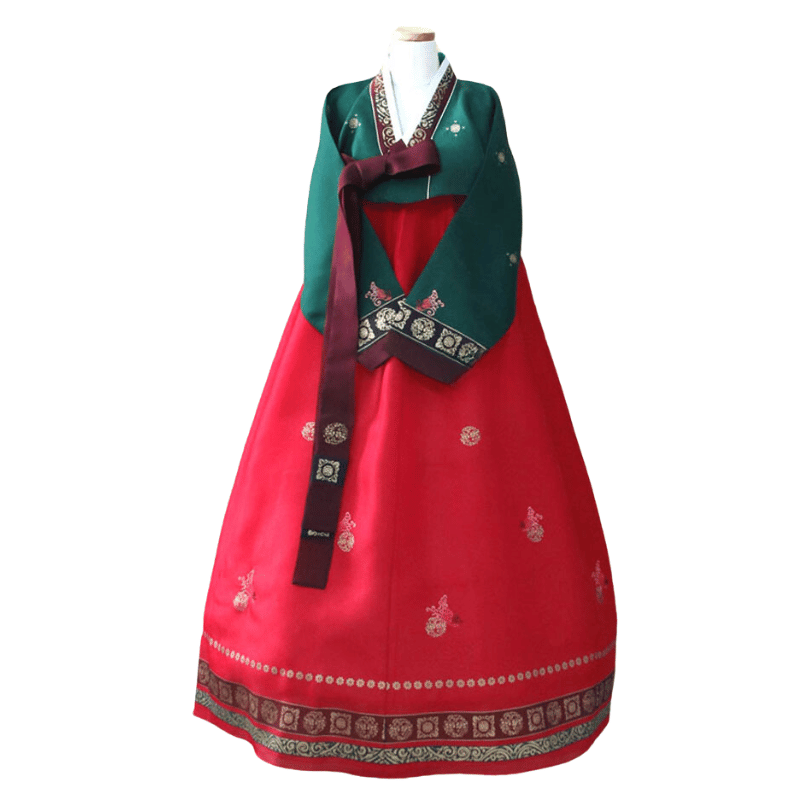 Hanbok Rouge Vert Brodé