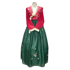 Hanbok Vert et Rouge Femme